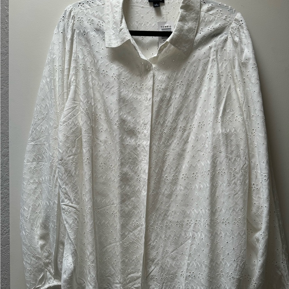 Torrid plus size white eyelet shirt